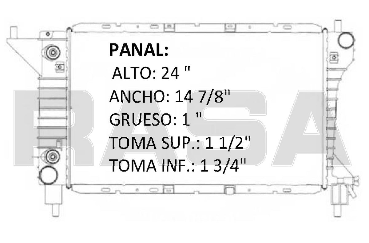 35688 AU RADIADOR ALUMINIO PLASTICO MUSTANG V8 4.6Lt. 1996 TRANS:AUTOMATICA RASA