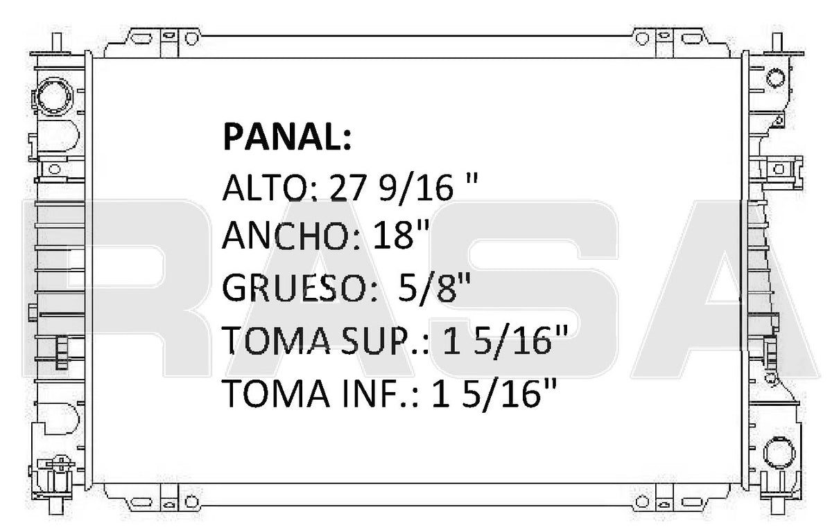 36162 AU RADIADOR ALUMINIO PLASTICO RAD ESCAPE / TRIBUTE / MARINER 08-12 L4 08-12 TRANS:AUTOMATICA RASA