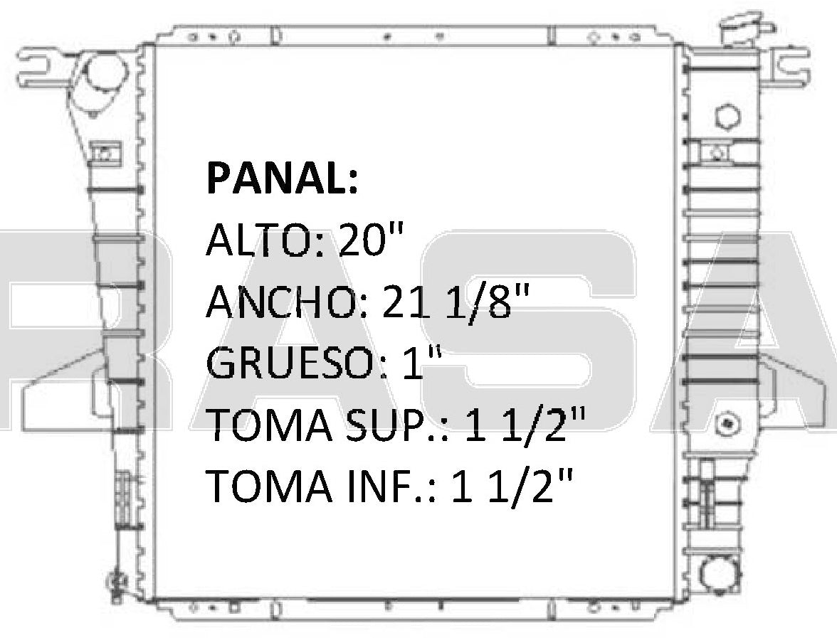 35850 AU RADIADOR ALUMINIO PLASTICO RANGER PIC UP, B 2500 L4 2.5 LTS. 98-01 TRANS:AUTOMATICA RASA