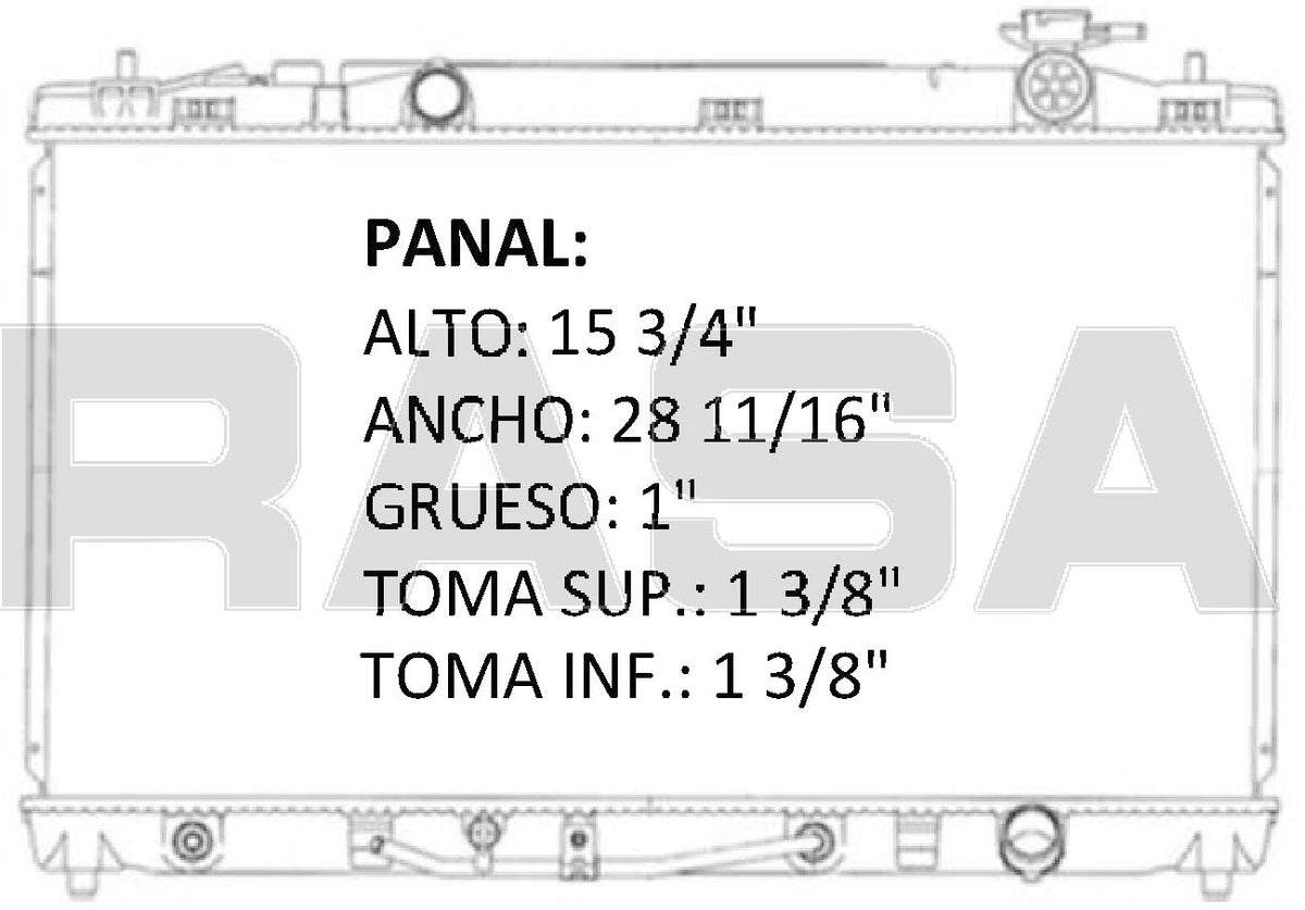 35974 AU RADIADOR ALUMINIO PLASTICO CAMRY 2.4Lts L4 A/T 07-10 TRANS:AUTOMATICA RASA