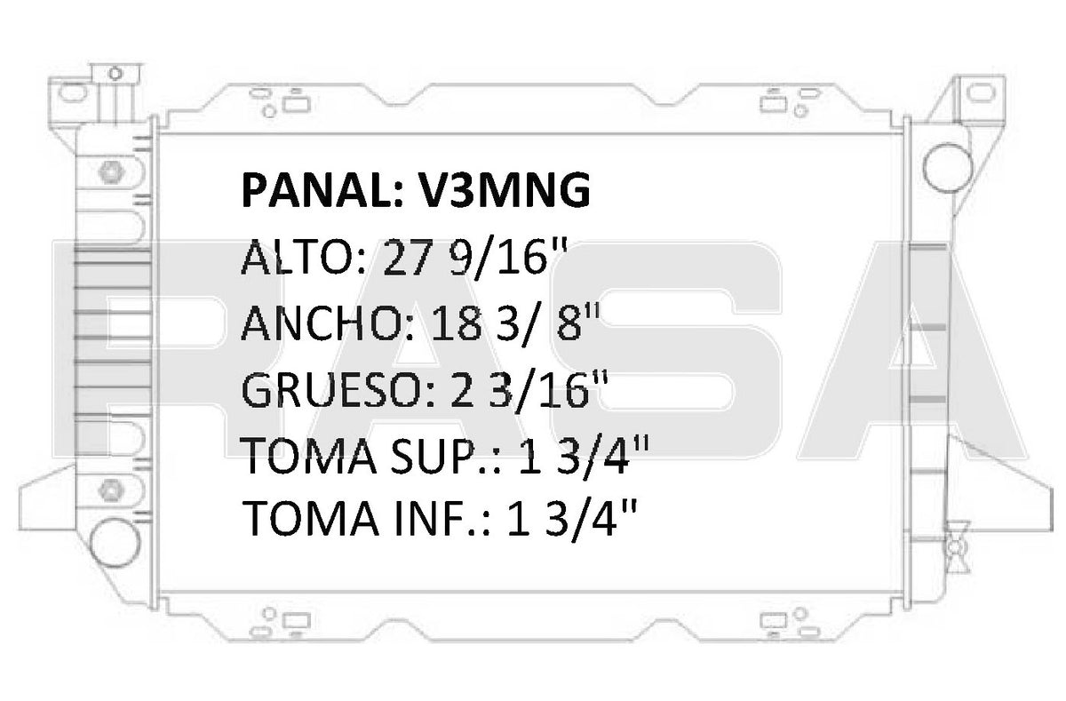 35408 AU RADIADOR ALUMINIO PLASTICO BRONCO / F SERIES PICKUPS V8 5.0/5.8 F150, F250 ,F350 85-97 TRANS:AUTOMATICA RASA