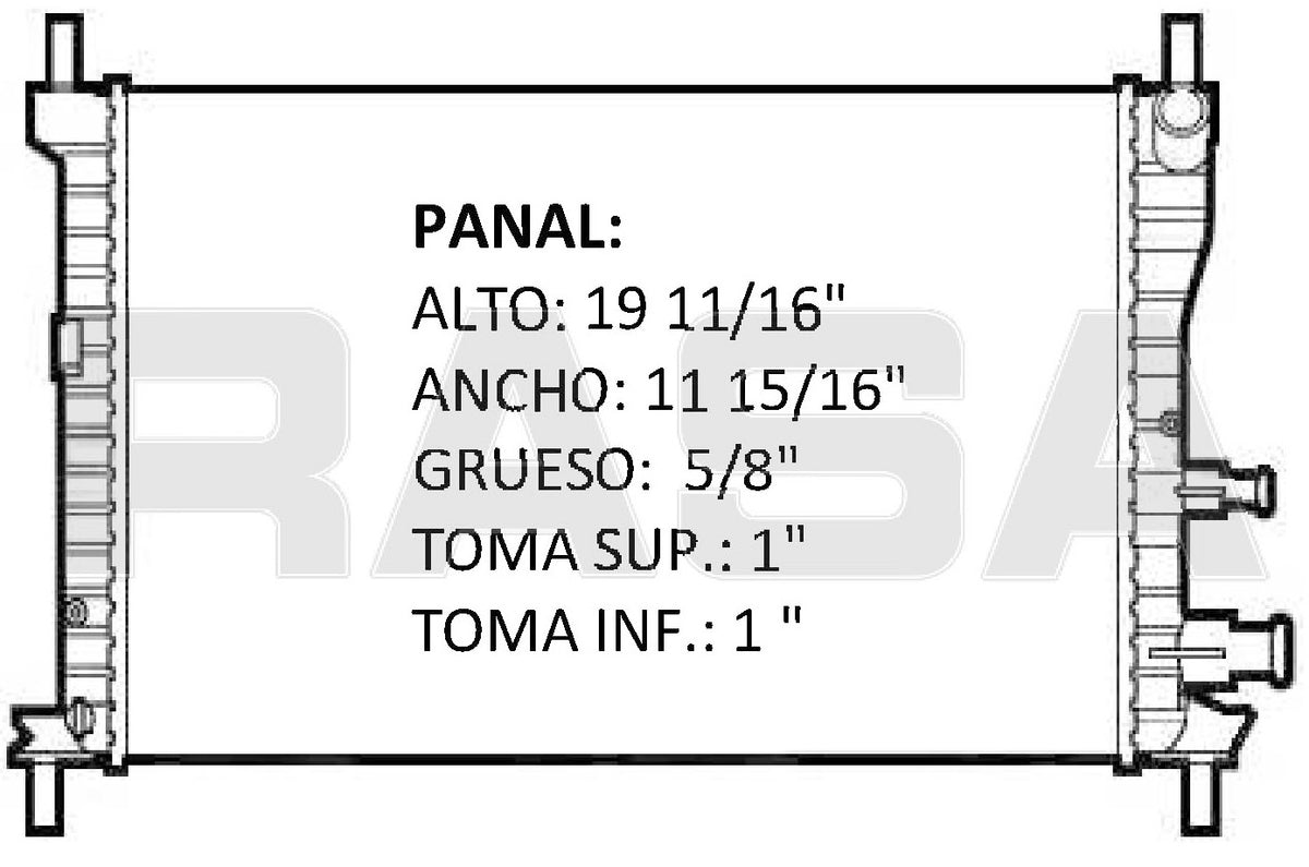RADIADOR ALUMINO PLASTICO FIESTA 1.3 LT. S/A L4 1.3 96-99