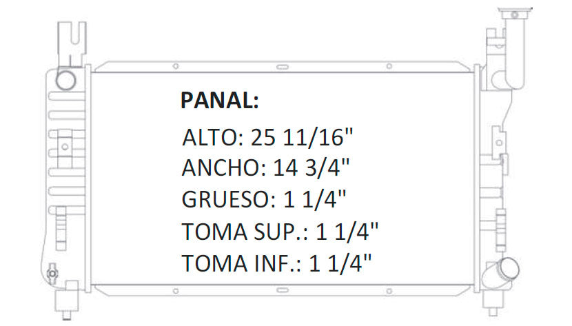 35548 AU M RADIADOR ALUMINIO PLASTICO CARAVAN/GRAND CARAVAN - VOYAGER/GRAND L4/V6 2.5/3.8 93-95 MECANICO TRANS:AUTOMATICA RASA