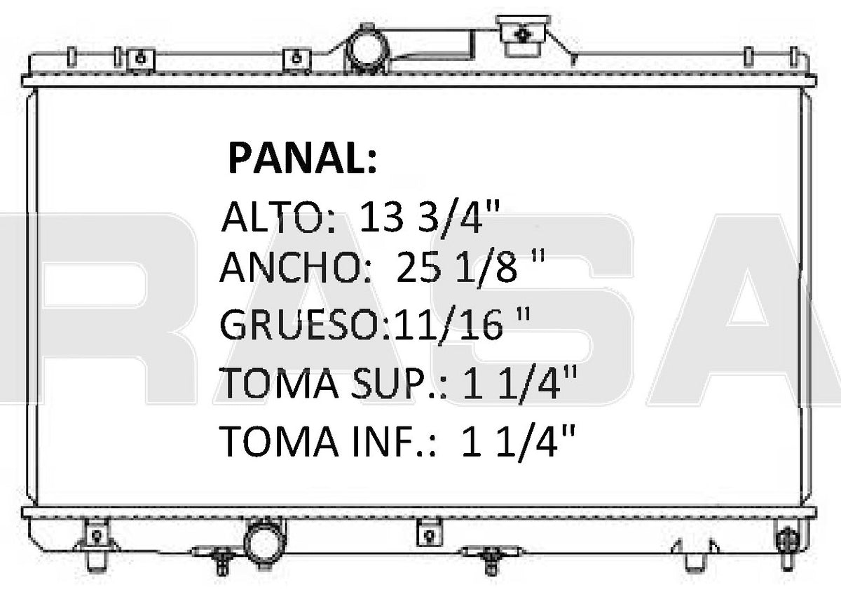 36030 AU RADIADOR ALUMINIO PLASTICO COROLLA/PRIZM L4 1.6/1.8 93-97 TRANS:AUTOMATICA RASA