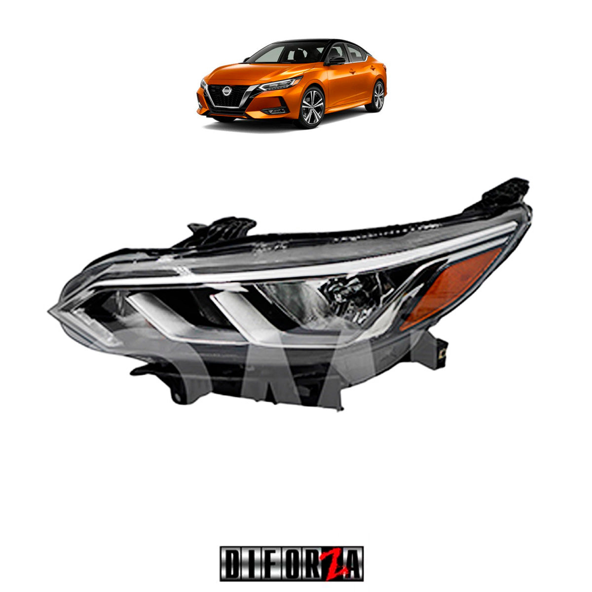 FARO SENTRA B18 2021-2023 F/CROMADO C/MICA AMBAR (VERSION SENSE-ADVANCE) IZQ #OP