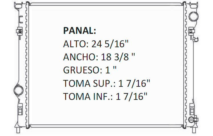 36043 AU RADIADOR ALUMINIO PLASTICO CHARGER/MAGNUM/ 05-08 V6/V8 2.7/3.5L 05-10 TRANS:AUTOMATICA RASA