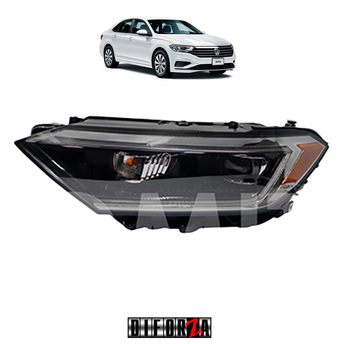 FARO JETTA A7 2019-2023 F/NEGRO C/LED C/LUPA C/MICA AMBAR (VERSION HIGHLINE-GLI ) IZQ #OP