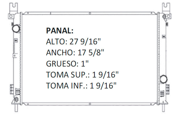 36060 AU RADIADOR ALUMINIO PLASTICO PACIFICA 04-06 V6 3.5/ 3.8L 04-06 TRANS:AUTOMATICA RASA