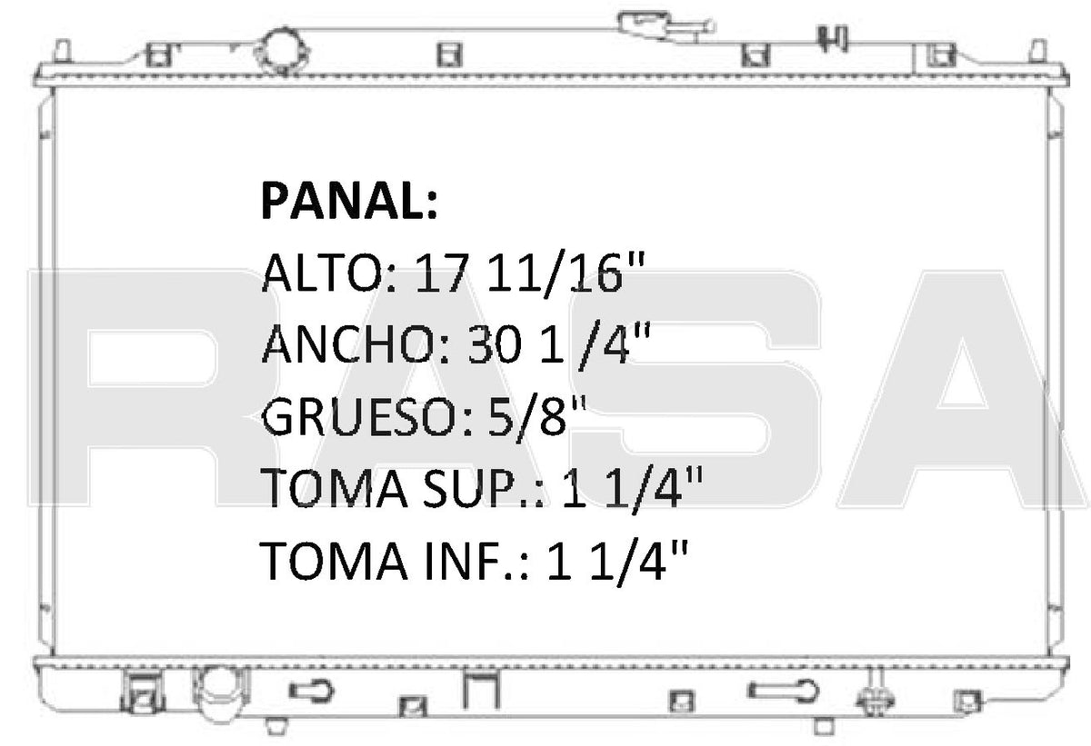 35832 AU RADIADOR ALUMINIO PLASTICO ACCORD, CIVIC/ACCURA CL V6 2.7/3.0 99-04 TRANS:AUTOMATICA RASA