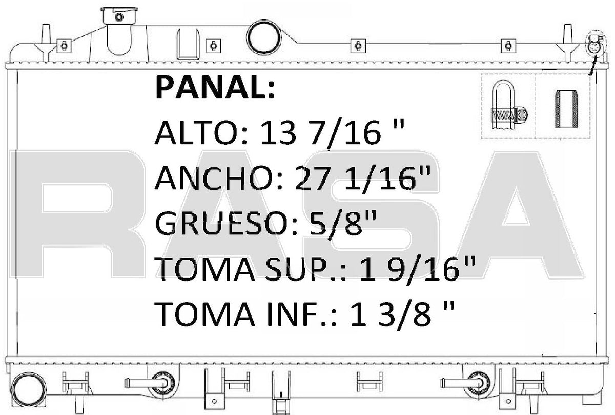 36138 AU RADIADOR ALUMINIO PLASTICO OUTBACK/LEGACY/IMPREZA 05-10 TRANS:AUTOMATICA RASA
