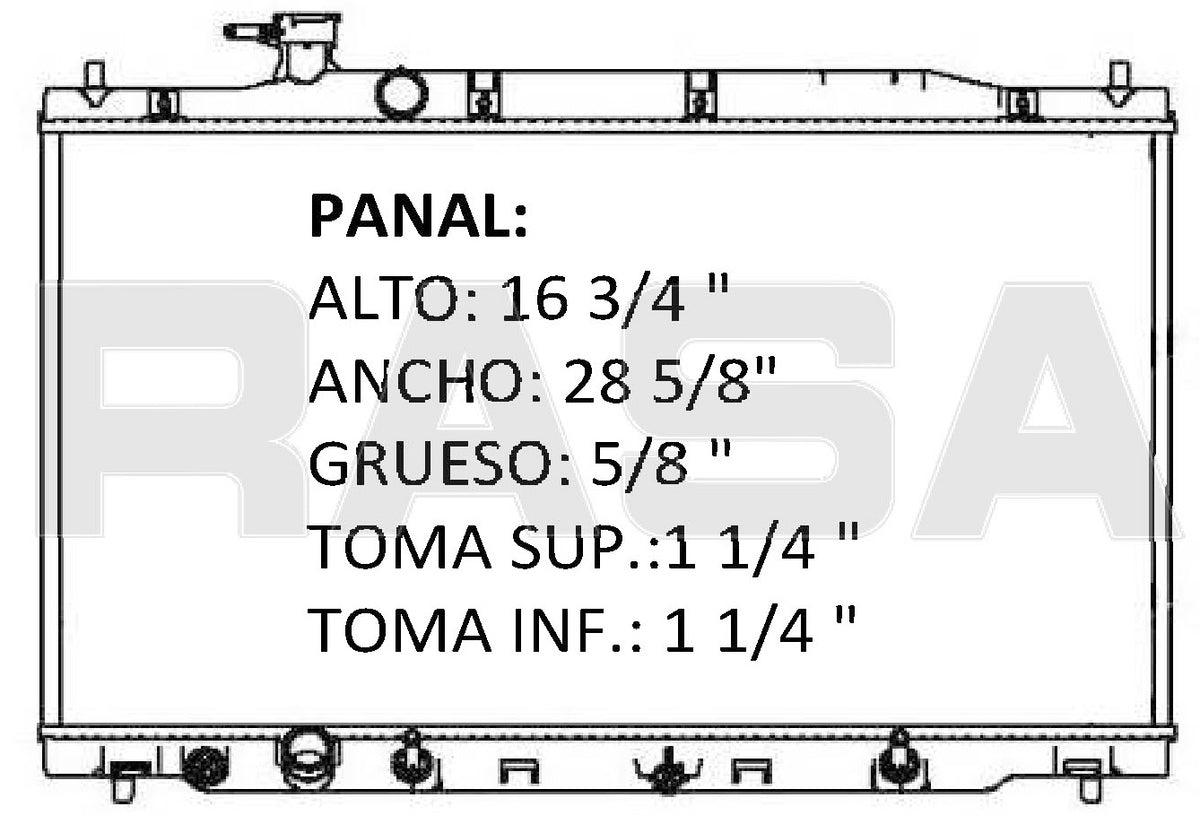 36156 AU RADIADOR ALUMINIO PLASTICO RAD HONDA CR-V L4 2.4 00-01 TRANS:AUTOMATICA RASA