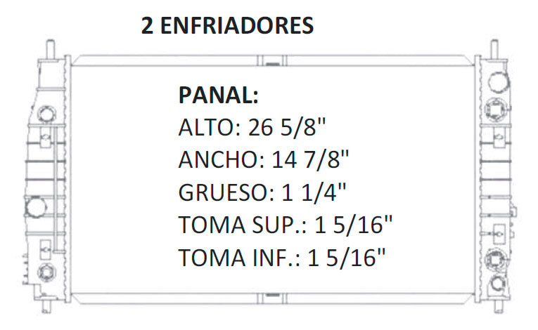 35563 AU RADIADOR ALUMINIO PLASTICO INTREPID/CONCORDE/LHS/300M 1 ENF V6 3.2/3.5 97-04 TRANS:AUTOMATICA RASA