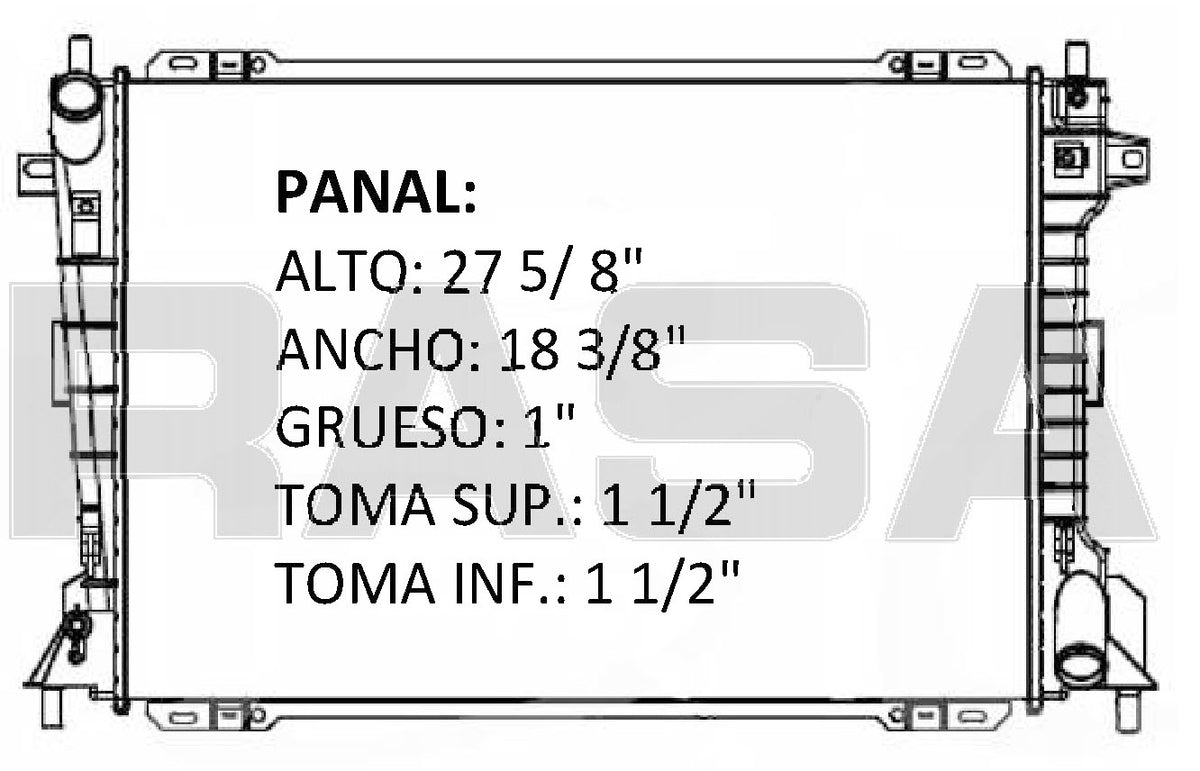 36111 AU RADIADOR ALUMINIO PLASTICO GRAND MARQUIS V8 4.6 L 98-05 TRANS:AUTOMATICA RASA
