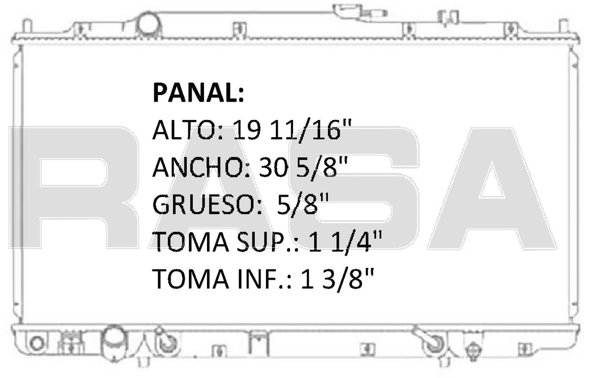 35869 AU RADIADOR ALUMINIO PLASTICO PILOT, ACURA MDX 3.5Lts V6 01-04 TRANS:AUTOMATICA RASA