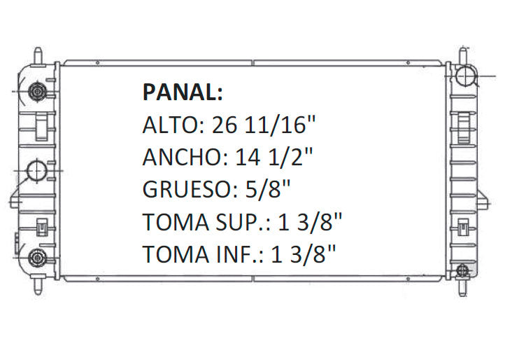 36087 AU RADIADOR ALUMINIO PLASTICO PONTIAC G5 07-10 L4 2.2/2.4L 07-10 TRANS:AUTOMATICA RASA