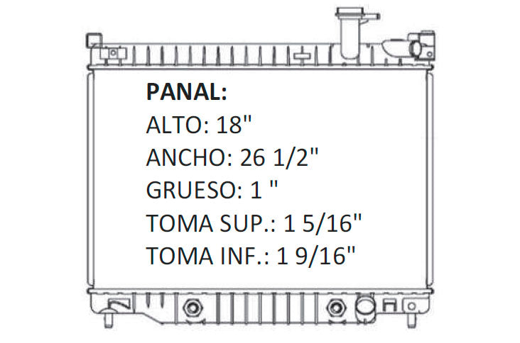 36057 AU RADIADOR ALUMINIO PLASTICO ENVOY/TRAILBLAZ/RAINIE 02-07 V8 5.3/6.0L 02-09 TRANS:AUTOMATICA RASA