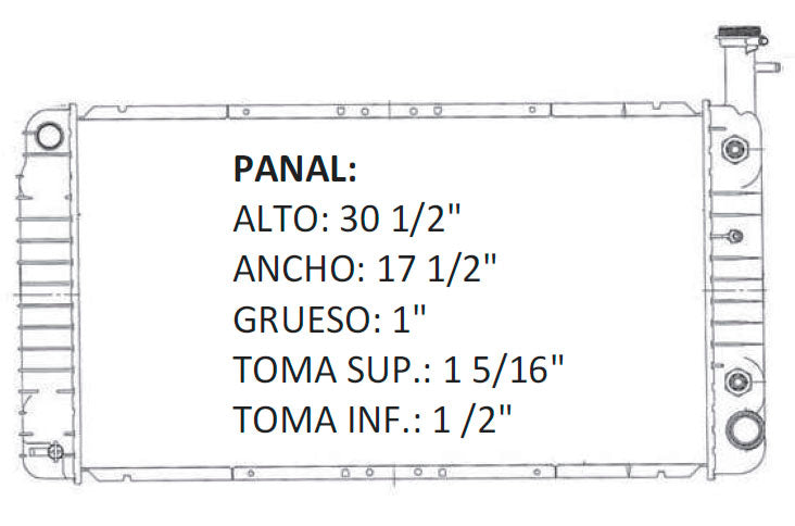 36117 AU RADIADOR ALUMINIO PLASTICO EXPRESS/ SAVANA V8 5.3 04-12 TRANS:AUTOMATICA RASA