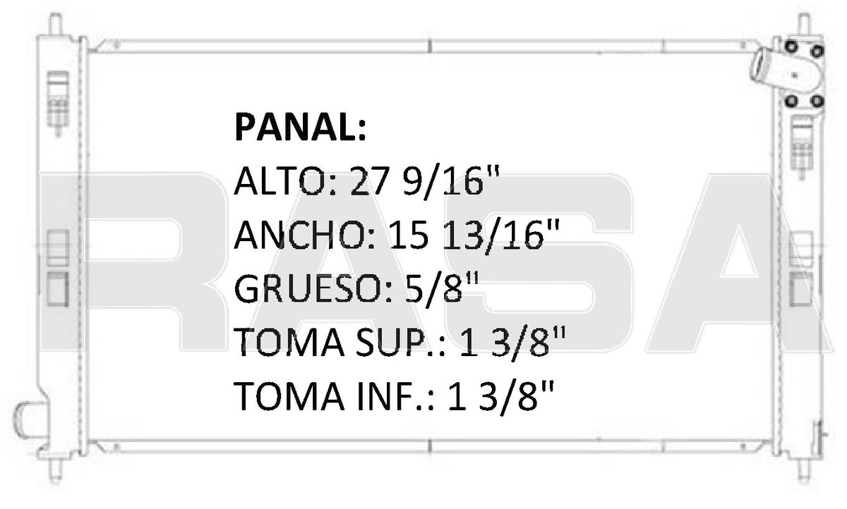 35959 AU RADIADOR ALUMINIO PLASTICO LANCER L4 2.0/2.4 04-09 TRANS:AUTOMATICA RASA