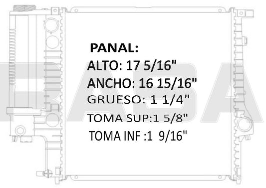35904 RADIADOR ALUMINIO PLASTICO BMW 3181 C, S, Z3 91-98 91-99 RASA <CP>