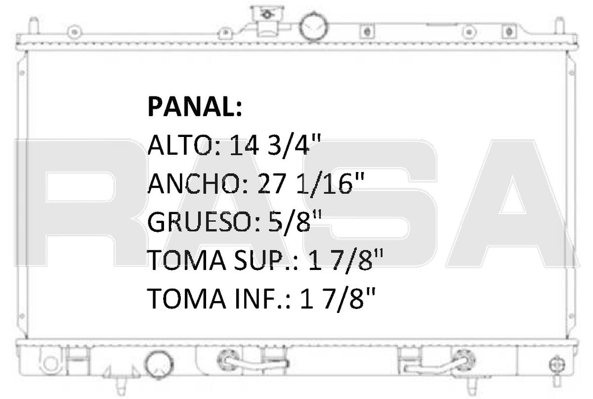 35949 AU RADIADOR ALUMINIO PLASTICO LANCER L4 2.0/2.4 02-07 TRANS:AUTOMATICA RASA