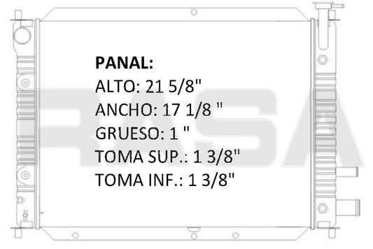 35575 AU RADIADOR ALUMINIO PLASTICO ESCORT/ZX2 L4 2 CON AIRE 95-03 TRANS:AUTOMATICA RASA
