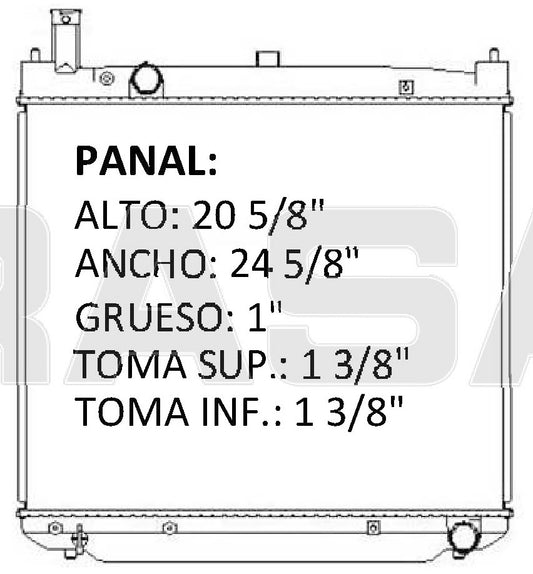 36028 RADIADOR ALUMINIO PLASTICO HI-ACE 2.5 LTS 04-08 RASA