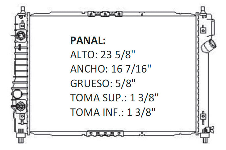 36097 AU RADIADOR ALUMINIO PLASTICO AVEO/G3 L4 1.6 16mm 08-09 TRANS:AUTOMATICA RASA