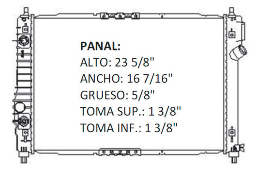 36097 AU RADIADOR ALUMINIO PLASTICO AVEO/G3 L4 1.6 16mm 08-09 TRANS:AUTOMATICA RASA