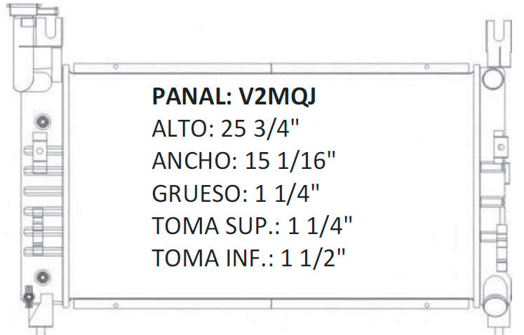 35676 AU M RADIADOR ALUMINIO PLASTICO CARAVAN/GRAND CARAVAN - VOYAGER/GRAND 93-95 MECANICO TRANS:AUTOMATICA RASA