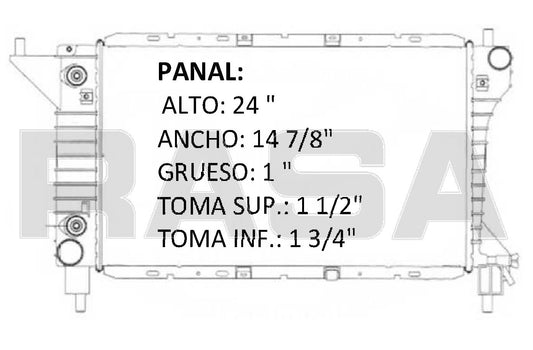 35688 AU RADIADOR ALUMINIO PLASTICO MUSTANG V8 4.6Lt. 1996 TRANS:AUTOMATICA RASA