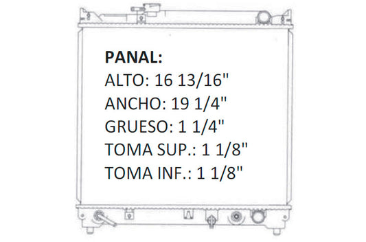 35844 AU RADIADOR ALUMINIO PLASTICO TRACKER/ SUZUKI SIDERICK L4 1.6 96-97 TRANS:AUTOMATICA RASA
