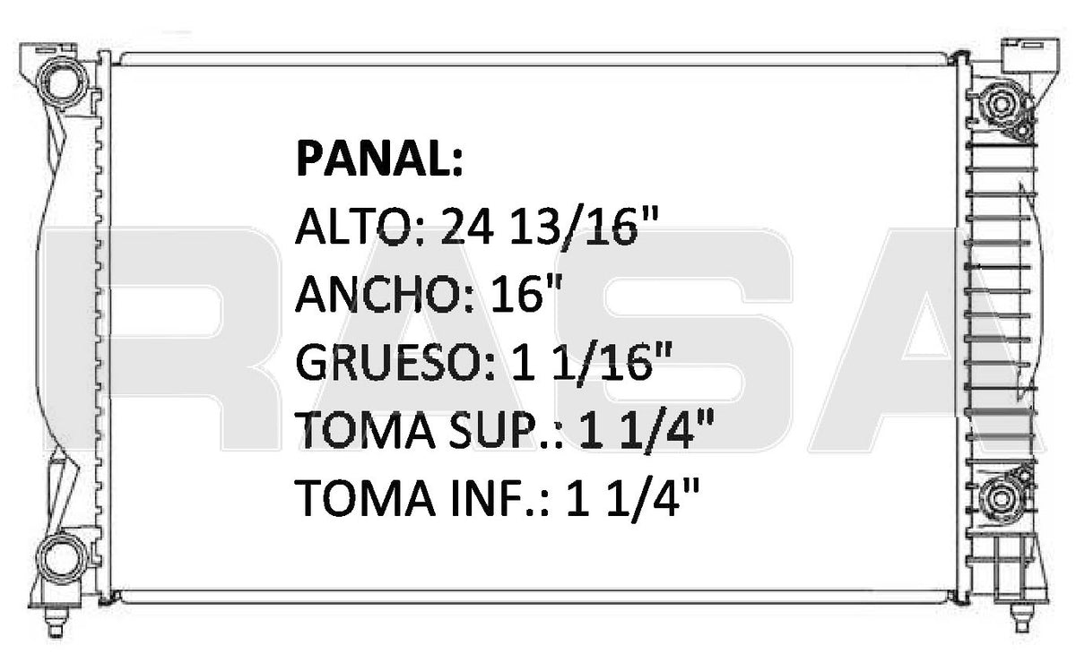 36051 AU M RADIADOR ALUMINIO PLASTICO A4/S4/PASSAT, L4, 1.8 LTS MECANICO 02-06 TRANS:AUTOMATICA RASA