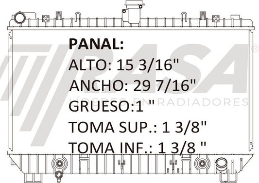 36209 AU RADIADOR ALUMINIO PLASTICO CAMARO 10-11 TRANS:AUTOMATICA RASA