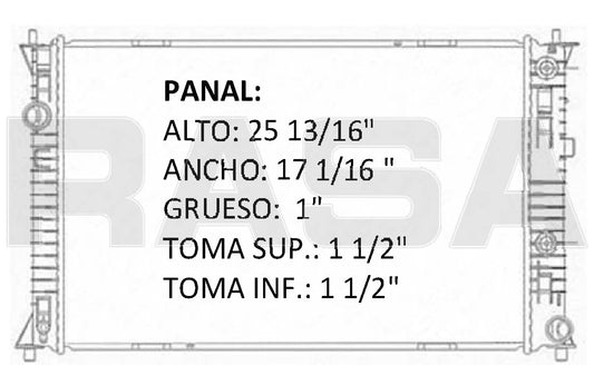 35968 AU RADIADOR ALUMINIO PLASTICO FUSION/MILAN/MKZ 2.3Lts L4,3.0Lts V6 A/T 06-09 TRANS:AUT RASA #RS
