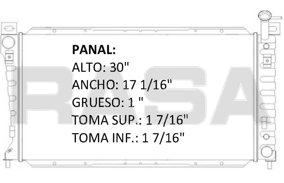 35630 AU M RADIADOR ALUMINIO PLASTICO WINDSTAR, 3 Lt V6, 3.8 Lt V6 C/GOLLETE MECANICO 95-98 TRANS:AUTOMATICA RASA