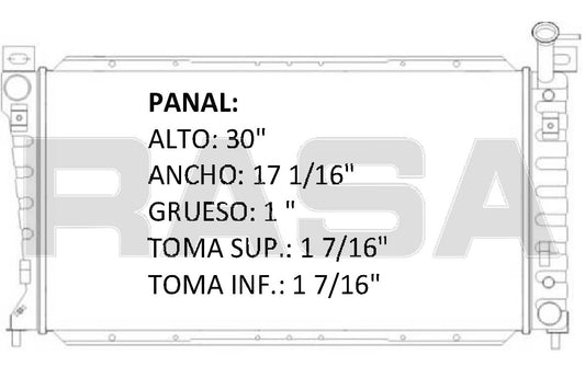 RADIADOR ALUMINO PLASTICO WINDSTAR, 3 Lt V6, 3.8 Lt V6 C/GOLLETE SOLDADO 95-98