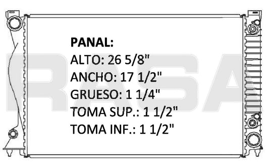 36052 AU RADIADOR ALUMINIO PLASTICO A6 V6 3.0L 00-01 TRANS:AUTOMATICA RASA