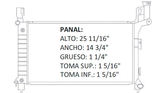 35549 AU RADIADOR ALUMINIO PLASTICO CARAVAN/GRAND CARAVAN - VOYAGER/GRAND VOYAGER / TOWN & COUNTRY V6 3 93-95 TRANS:AUTOMATICA RASA