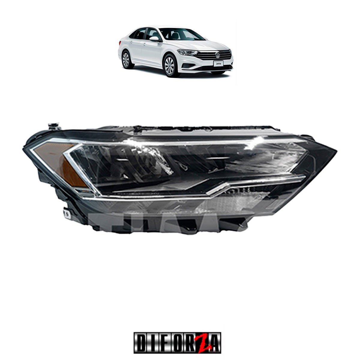 FRAO JETTA A7 2019-2023 F/NEGRO  C/MICA AMBAR (VERSION-TRED-R-LINE)  DER #OP