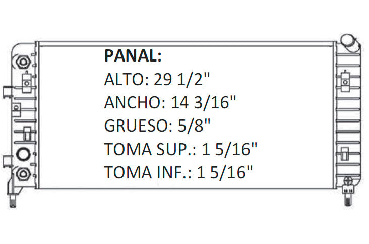 36058 AU RADIADOR ALUMINIO PLASTICO IMPALA/MONTECARLO 05-09 V6 3.4/3.5/ 3.9L 94-02 TRANS:AUTOMATICA RASA