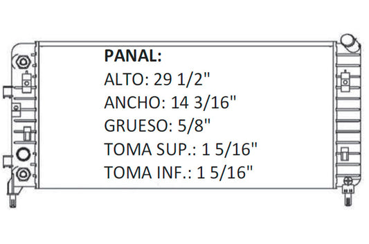 36058 AU RADIADOR ALUMINIO PLASTICO IMPALA/MONTECARLO 05-09 V6 3.4/3.5/ 3.9L 94-02 TRANS:AUTOMATICA RASA