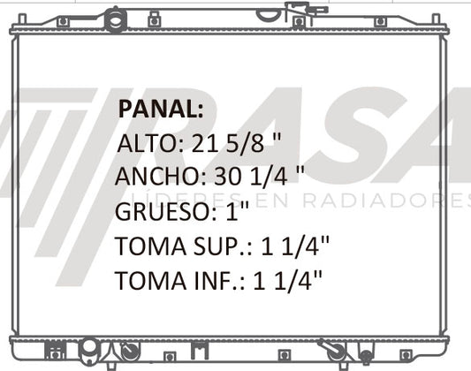 36212 AU RADIADOR ALUMINIO PLASTICO RIDGELINE 06-08 TRANS:AUTOMATICA RASA