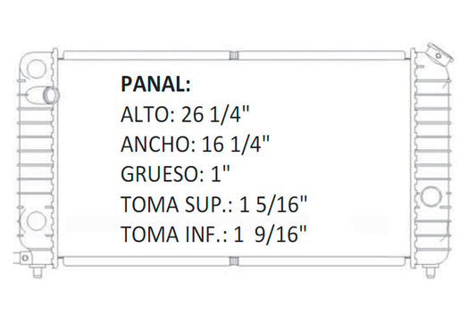 35828 AU RADIADOR ALUMINIO PLASTICO S10/BLAZER /SONOMA/JIMMY V6 4.3 94-95 TRANS:AUTOMATICA RASA
