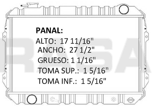 35835 AU RADIADOR ALUMINIO PLASTICO T100, SR5, DLX,EXC, ONE-TOND DLX 2.7 / 3.4 Lt. 93-98 TRANS:AUTOMATICA RASA