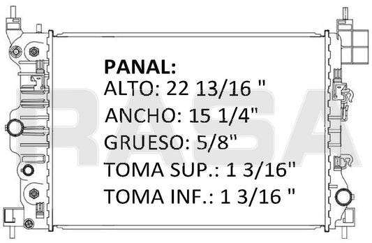 36195 RADIADOR ALUMINIO PLASTICO SONIC, AVEO 1.6 2012 RASA #RS