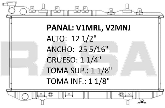 35074 M RADIADOR ALUMINIO PLASTICO TSURU III, 8 VALVULAS L4 1.8L 92-93 MECANICO RASA