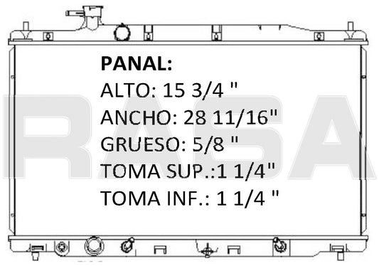 36158 AU RADIADOR ALUMINIO PLASTICO RAD HONDA CR-V L4 2.4 A/T 07-09 TRANS:AUTOMATICA RASA