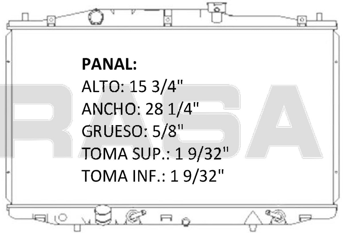 35873 AU RADIADOR ALUMINIO PLASTICO ACCORD 4 Cil Motor 2.4lT. 03-04 TRANS:AUTOMATICA RASA