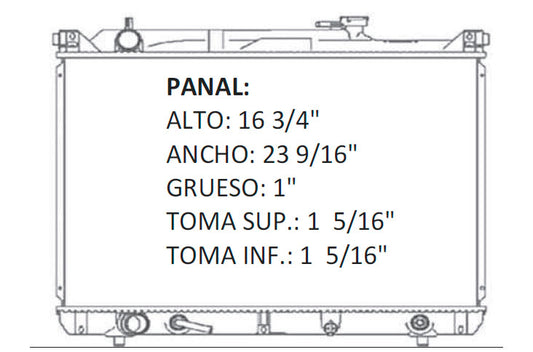 35951 AU RADIADOR ALUMINIO PLASTICO VITARA / GRAND VITARA L4/V6 1.6/2.0/2.5/2.7 01-05 TRANS:AUTOMATICA RASA