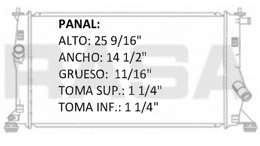 35971 AU RADIADOR ALUMINIO PLASTICO MAZDA 5 2.3 L4 06-08 TRANS:AUTOMATICA RASA